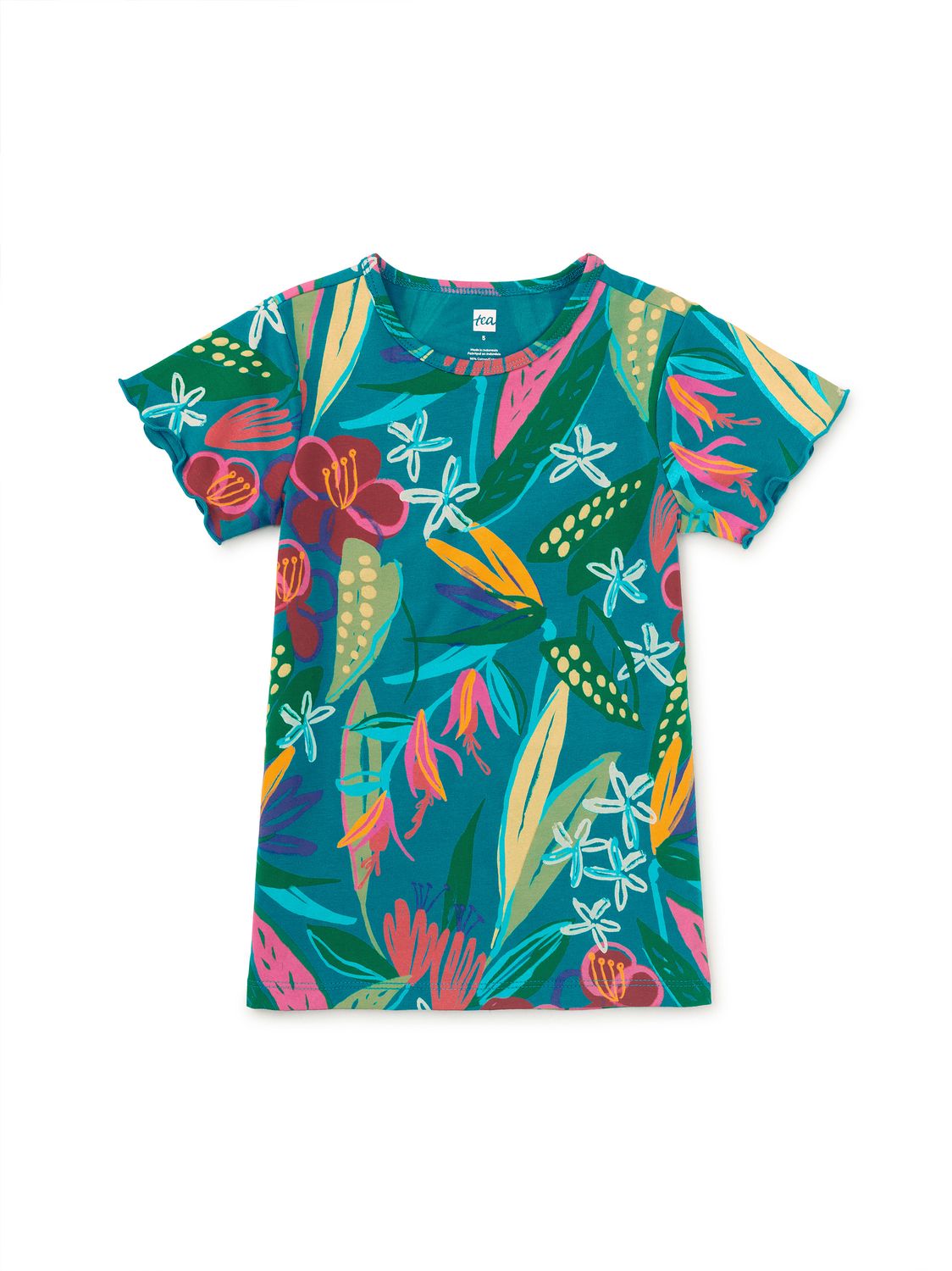Printed Slim Fit Top Tropical Floral Burst