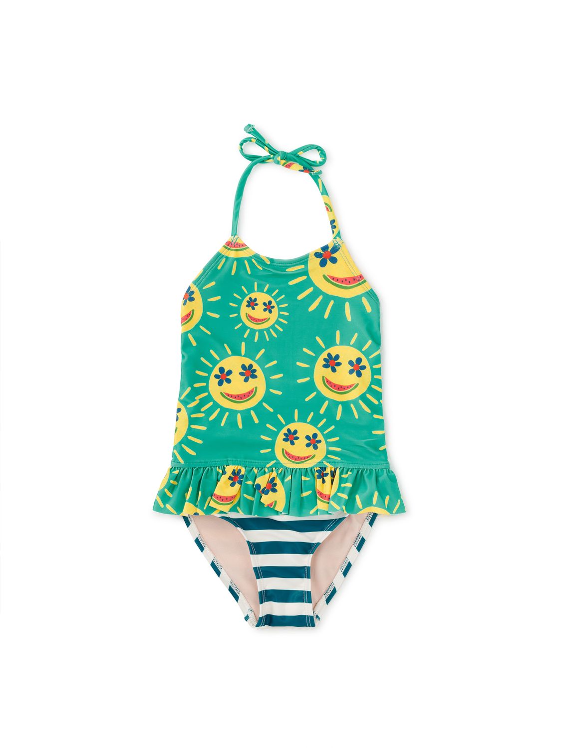 Peplum One-Piece Swimsuit Smiley Sun