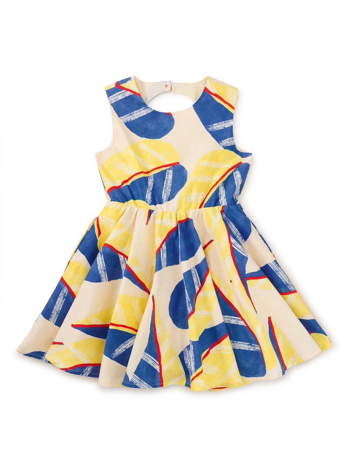 Open Back Twirl Dress Oversized Tropical Leaf