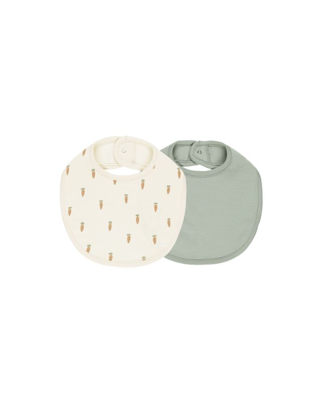 Jersey Snap Bib, 2 Pack Carrots, Sage