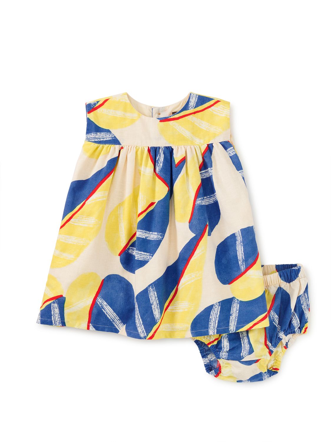 Printed Empire Baby Dress Set Oversized Tropical Leaf