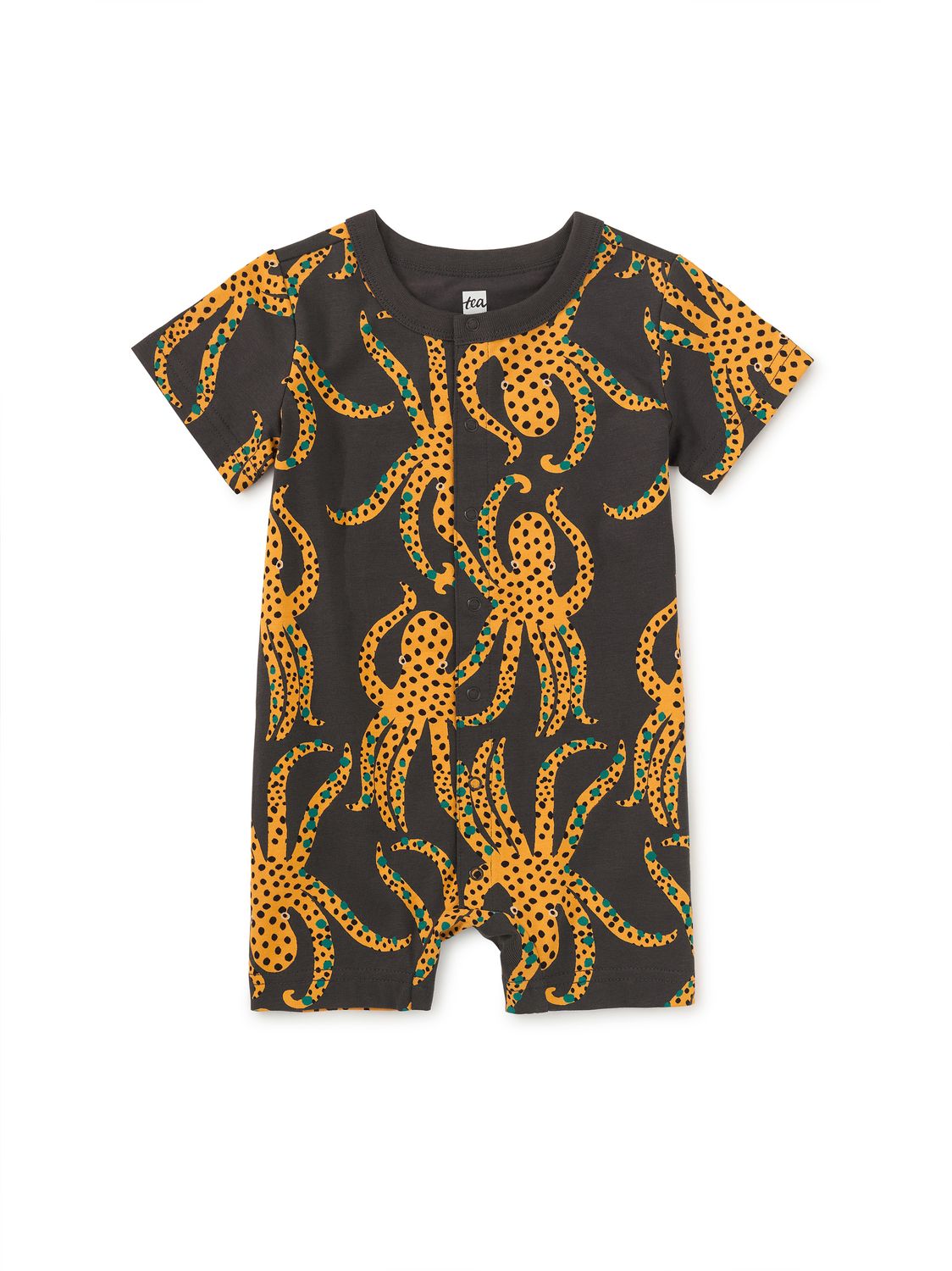 Button-Up Baby Romper Jaguar Spotted Octopus