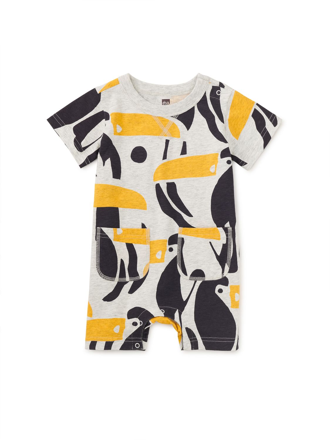 Double Pocket Baby Romper Toucan Cut Out