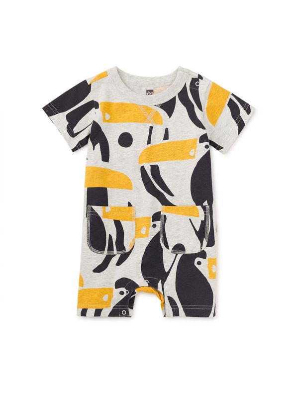 Double Pocket Baby Romper Toucan Cut Out
