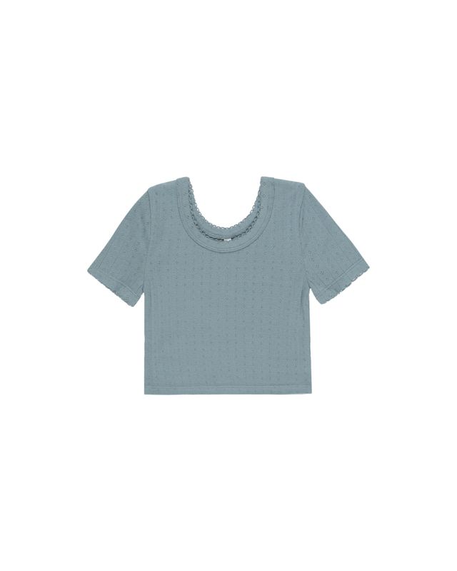 Pointelle Tee Ocean