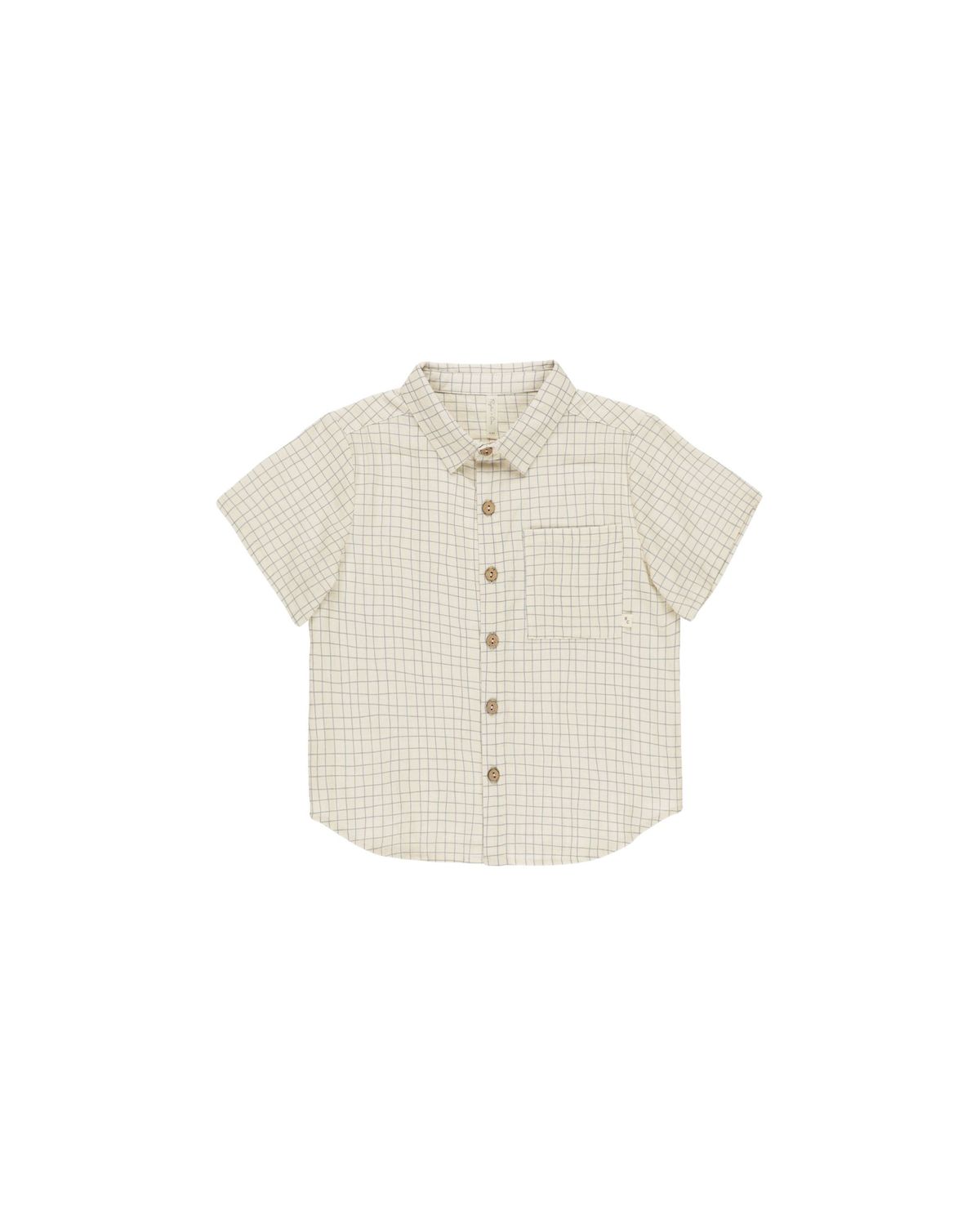 Collared Short Sleeve Baby Shirt Grid