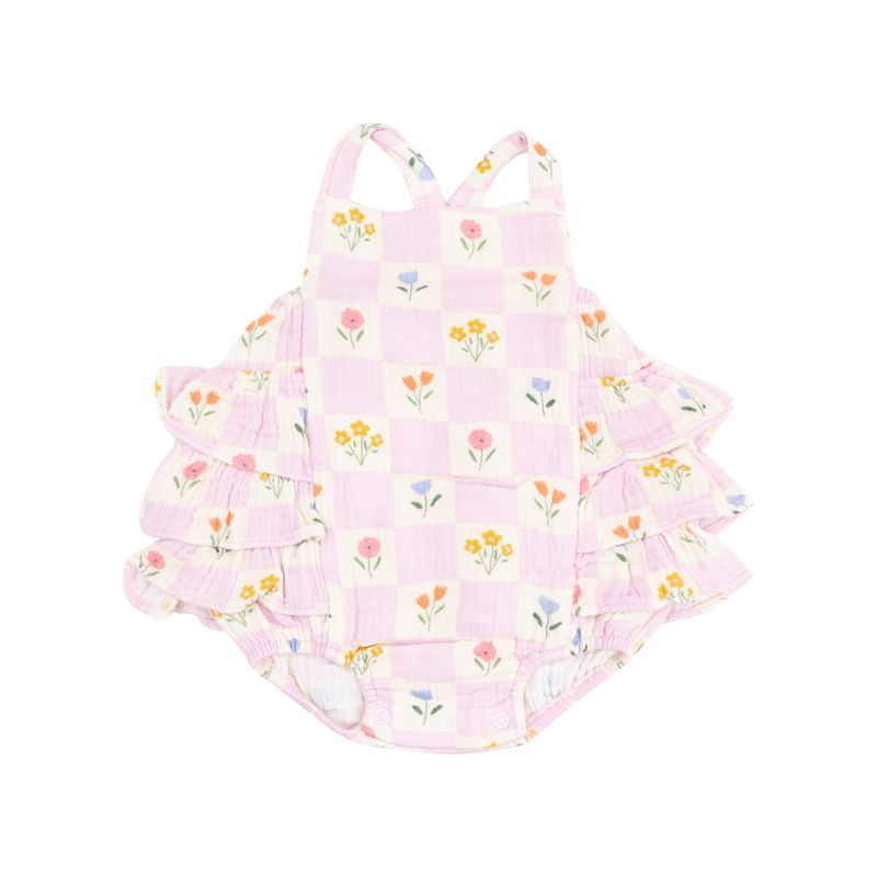 Floral Check Ruffle Sunsuit