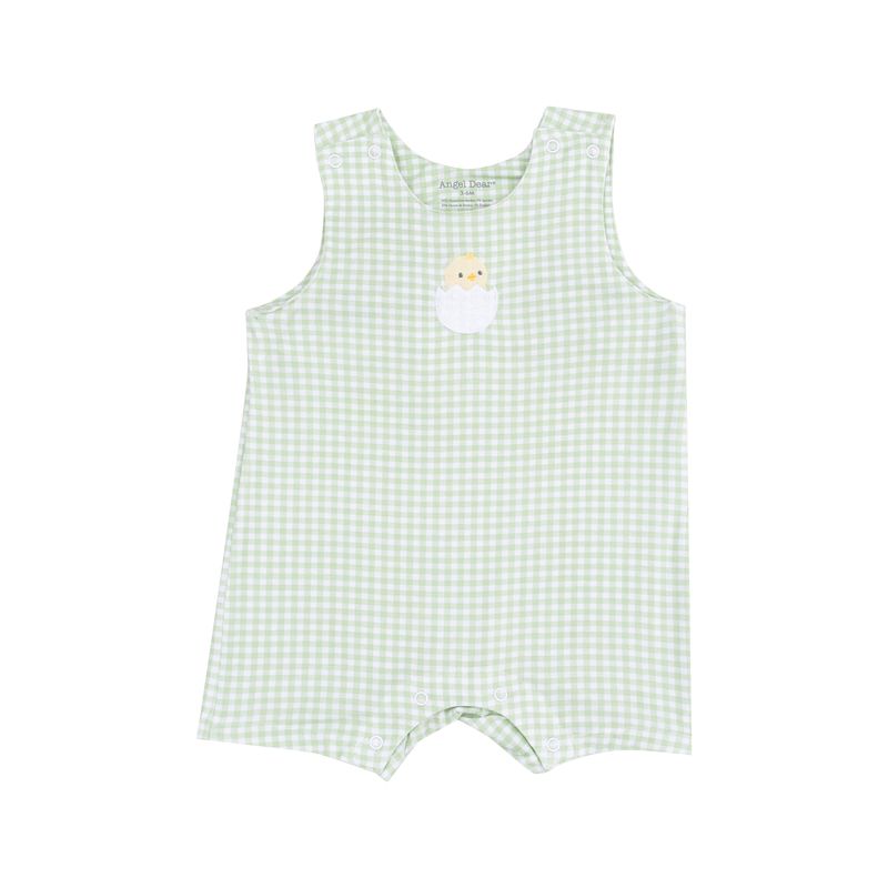 Mini Gingham Sleeveless Shortie Romper W/ Applique
