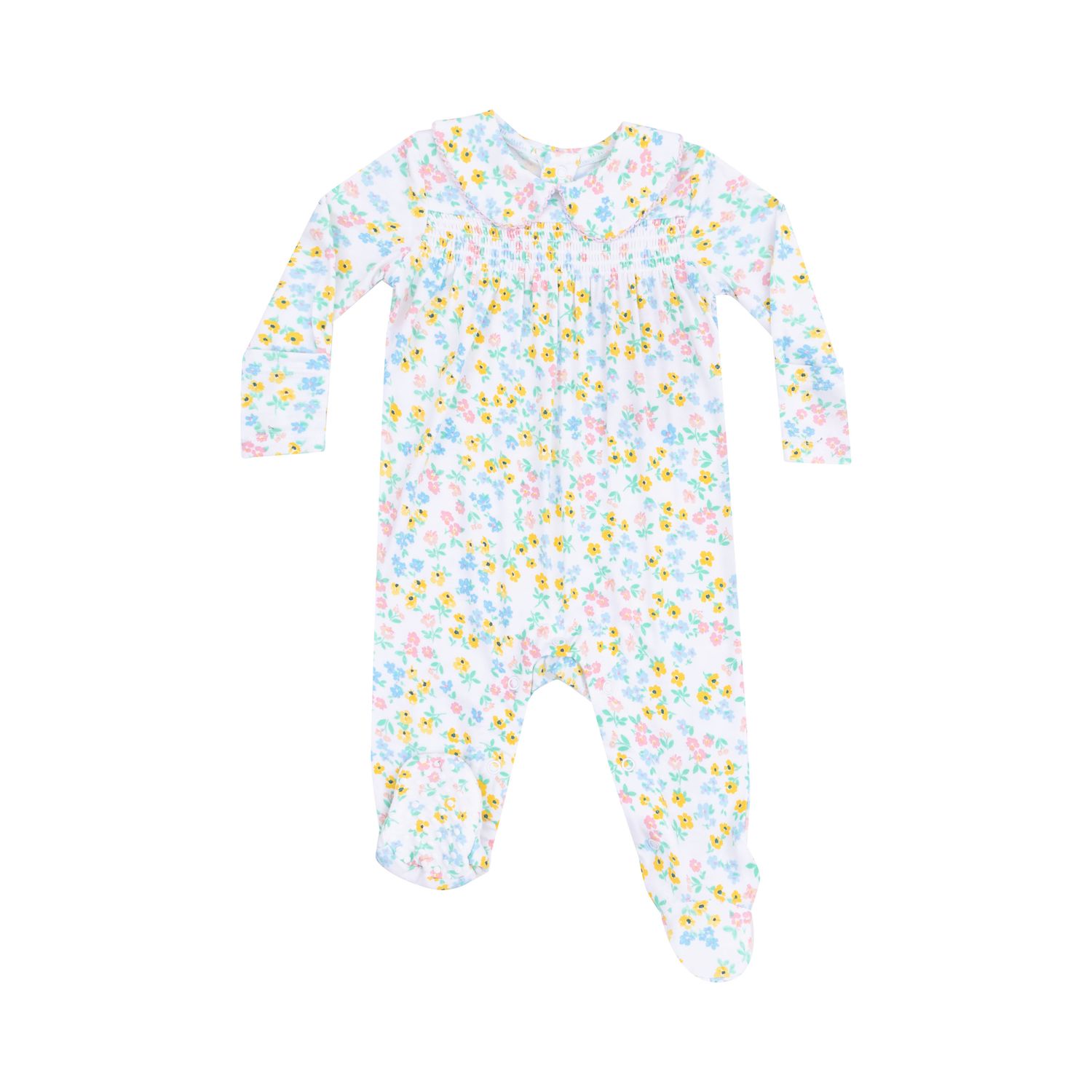 Caroline&#39;s Calico Smocked Peter Pan Footie