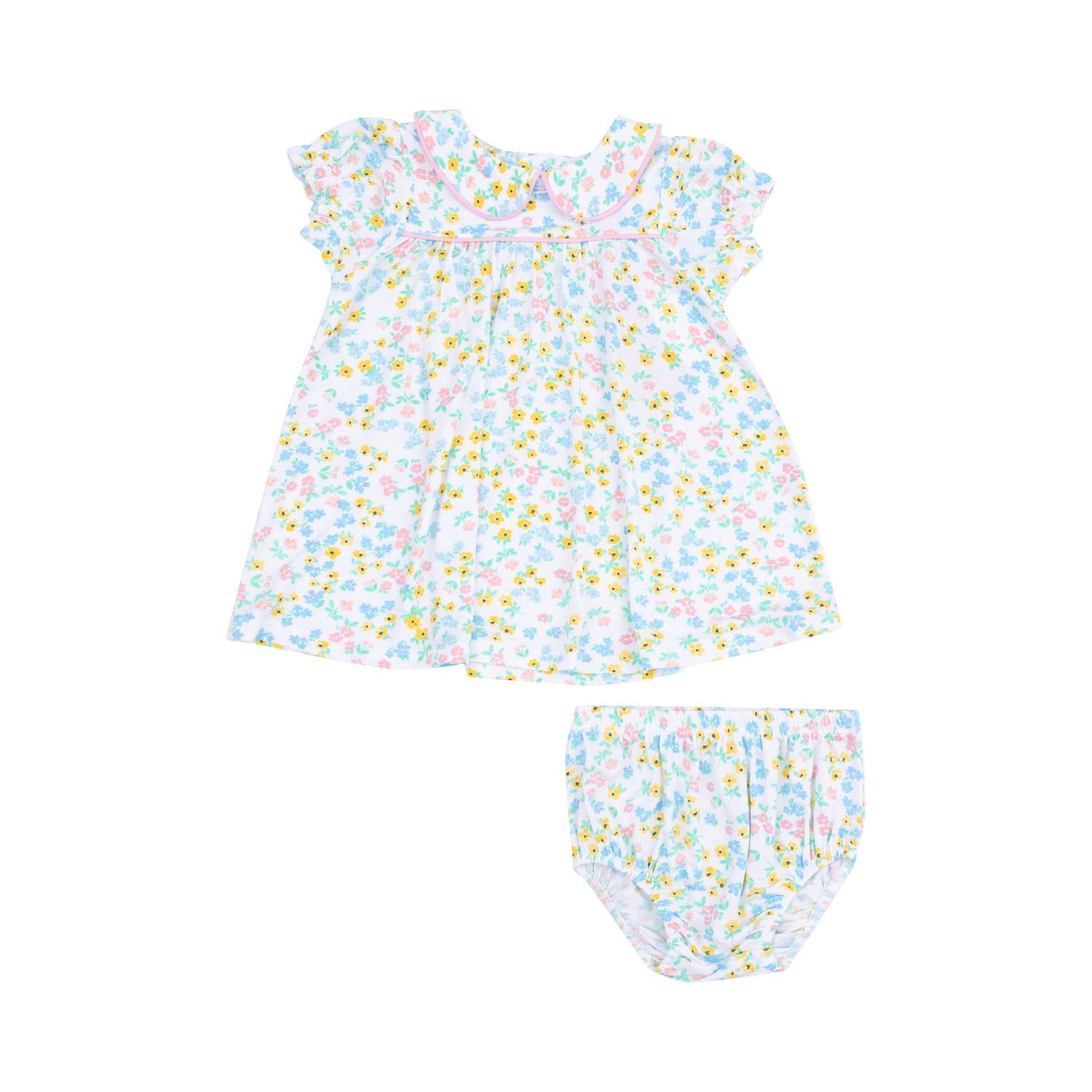 Caroline&#39;s Calico Classic Puff Sleeve Baby Doll Dress