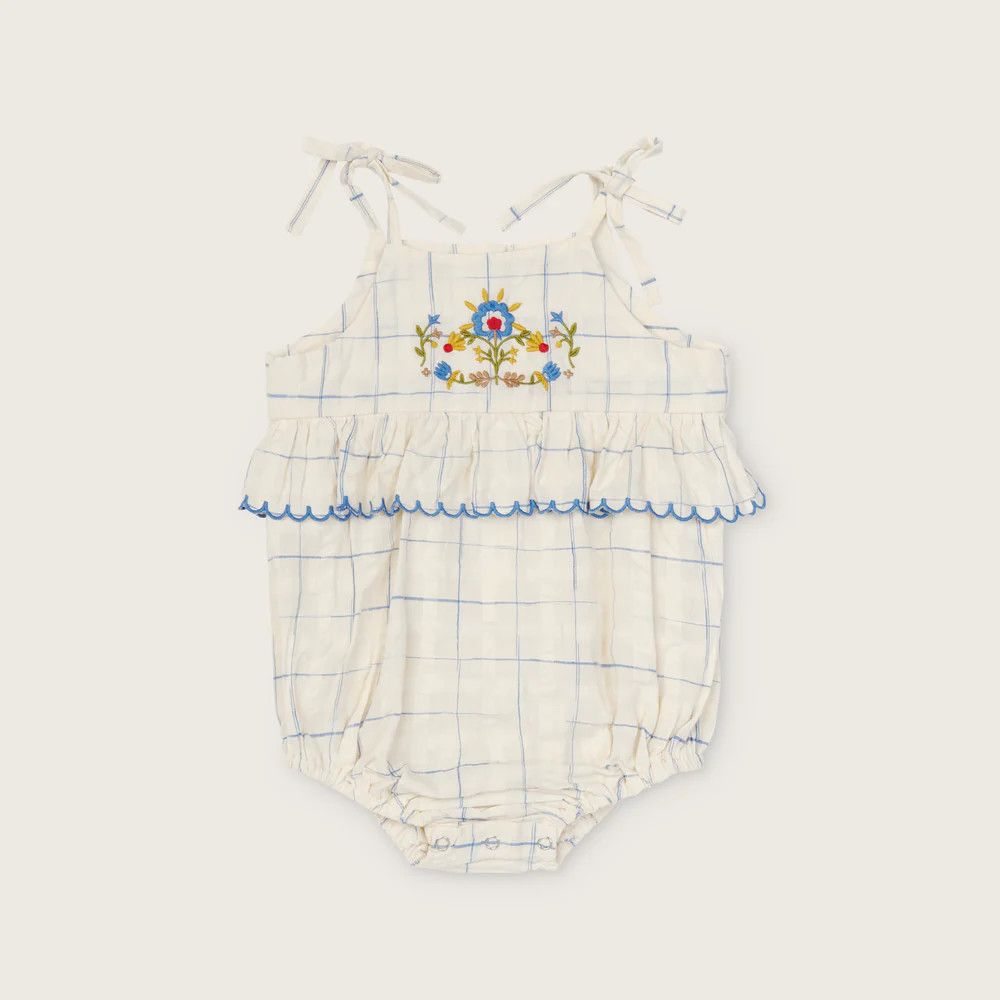 Little Summer Frannie Romper Space Dye Checks