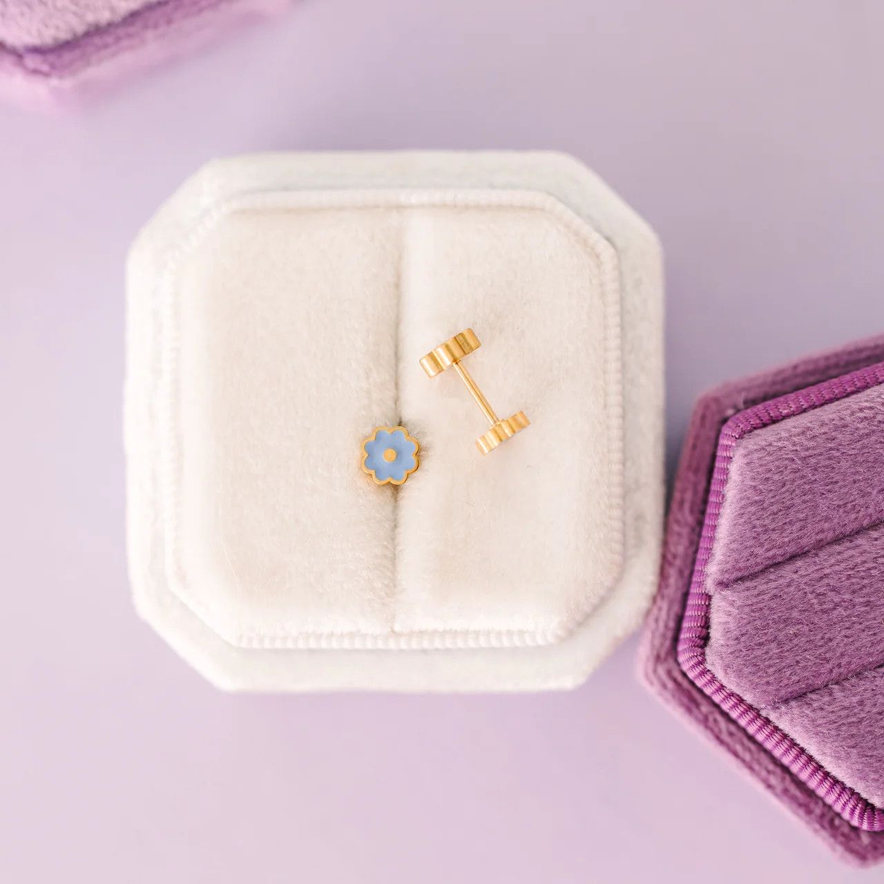Tiny Blue Flower Screwback Earrings