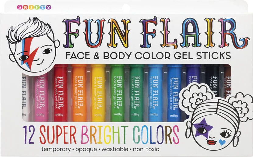 Fun Flair Face &amp; Body Color Gel Sticks Set of 12