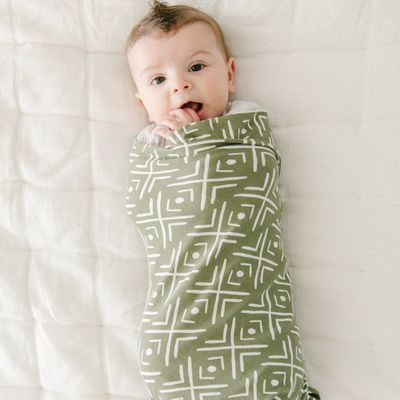 Stretchy Swaddle Olive Mudcloth