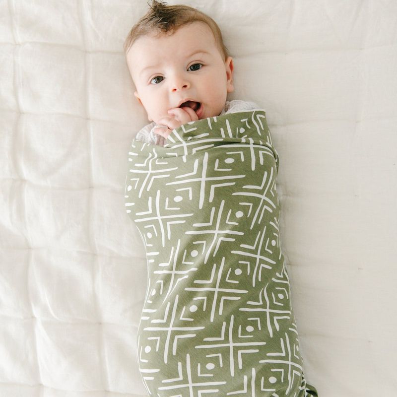 Stretchy Swaddle Olive Mudcloth