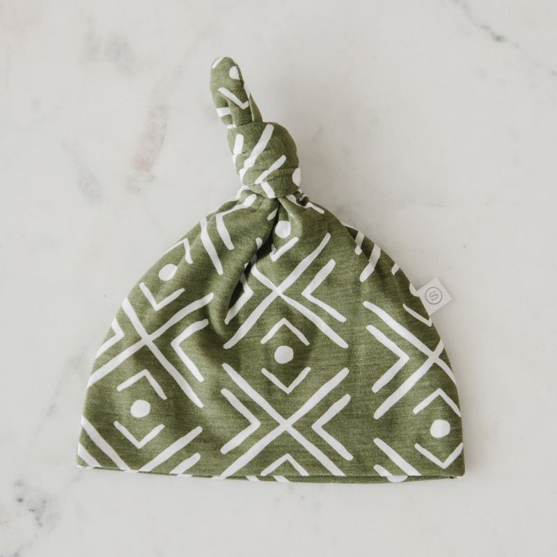 Stretchy Baby Hat Olive Mudcloth