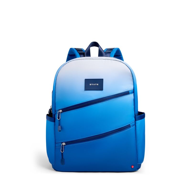 Kane Blue Gradient Diagonal Zipper Double Pocket Large Backpack