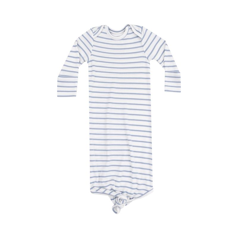 French Stripe Dusty Blue Knotted Gown 