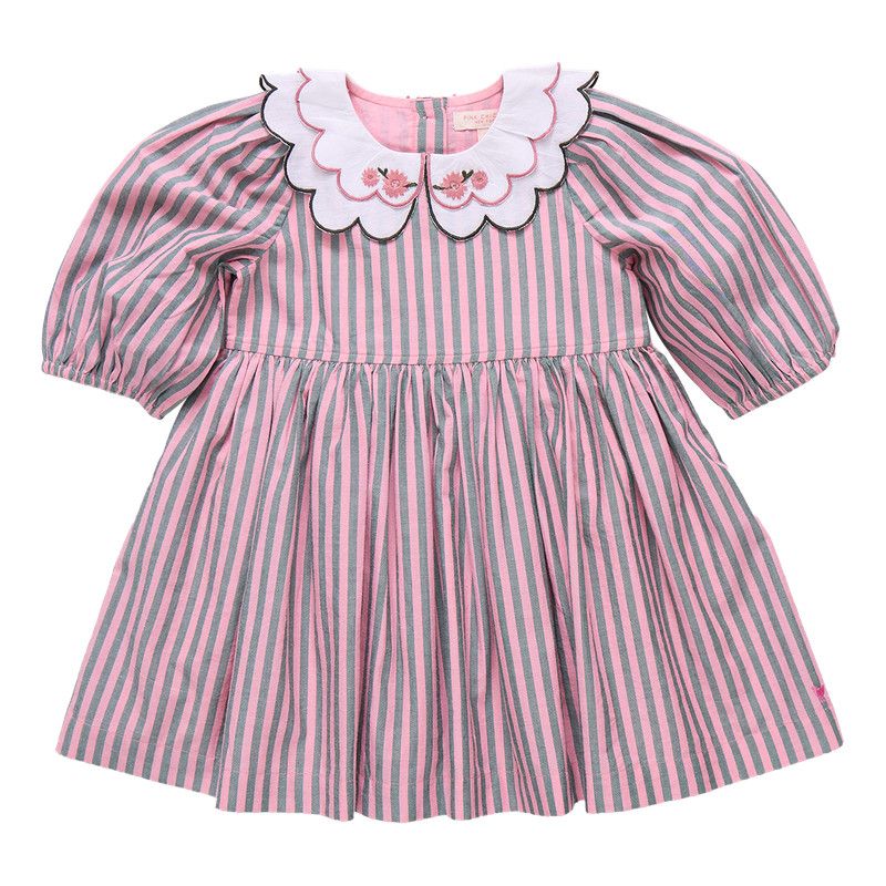 Darcy Dress Pink Green Stripe