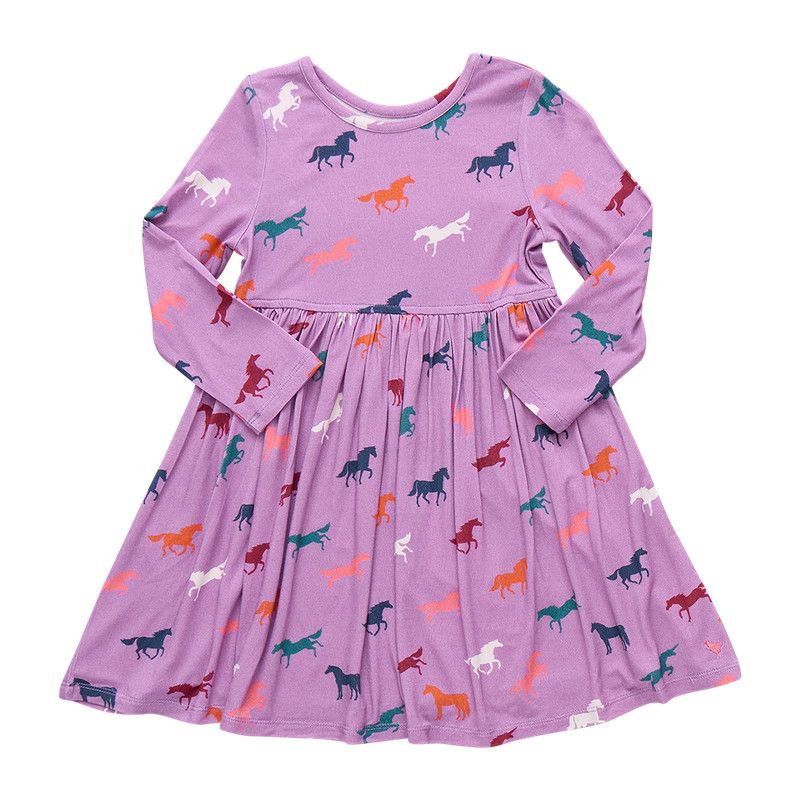 Bamboo Steph Dress Lavender Multi Horses