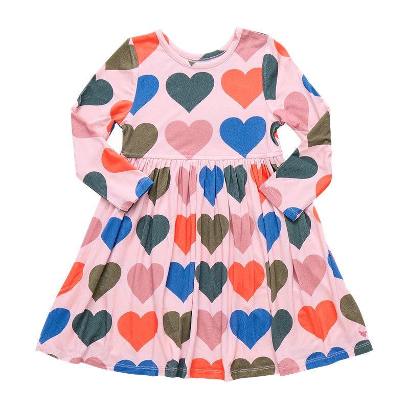 Bamboo Steph Dress Pink Oversized Hearts