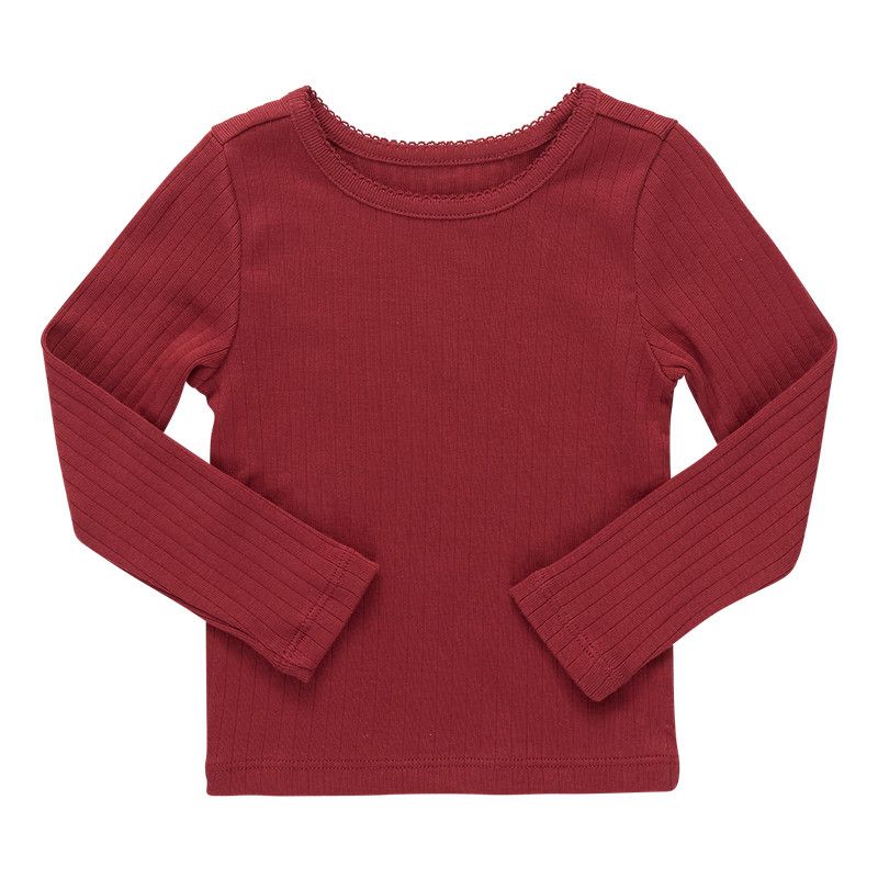 Seesaw Long Sleeve Rib T-Shirt Dark Red
