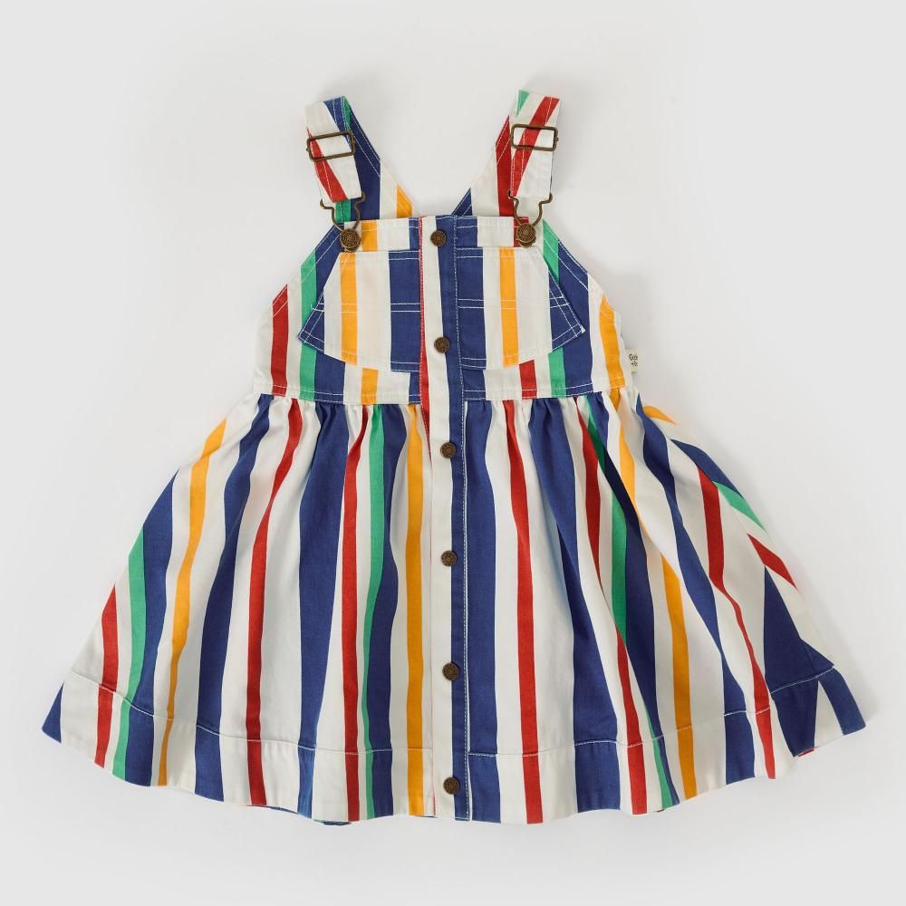 90&#39;S Bold Stripe Heidi Denim Pinafore Dress