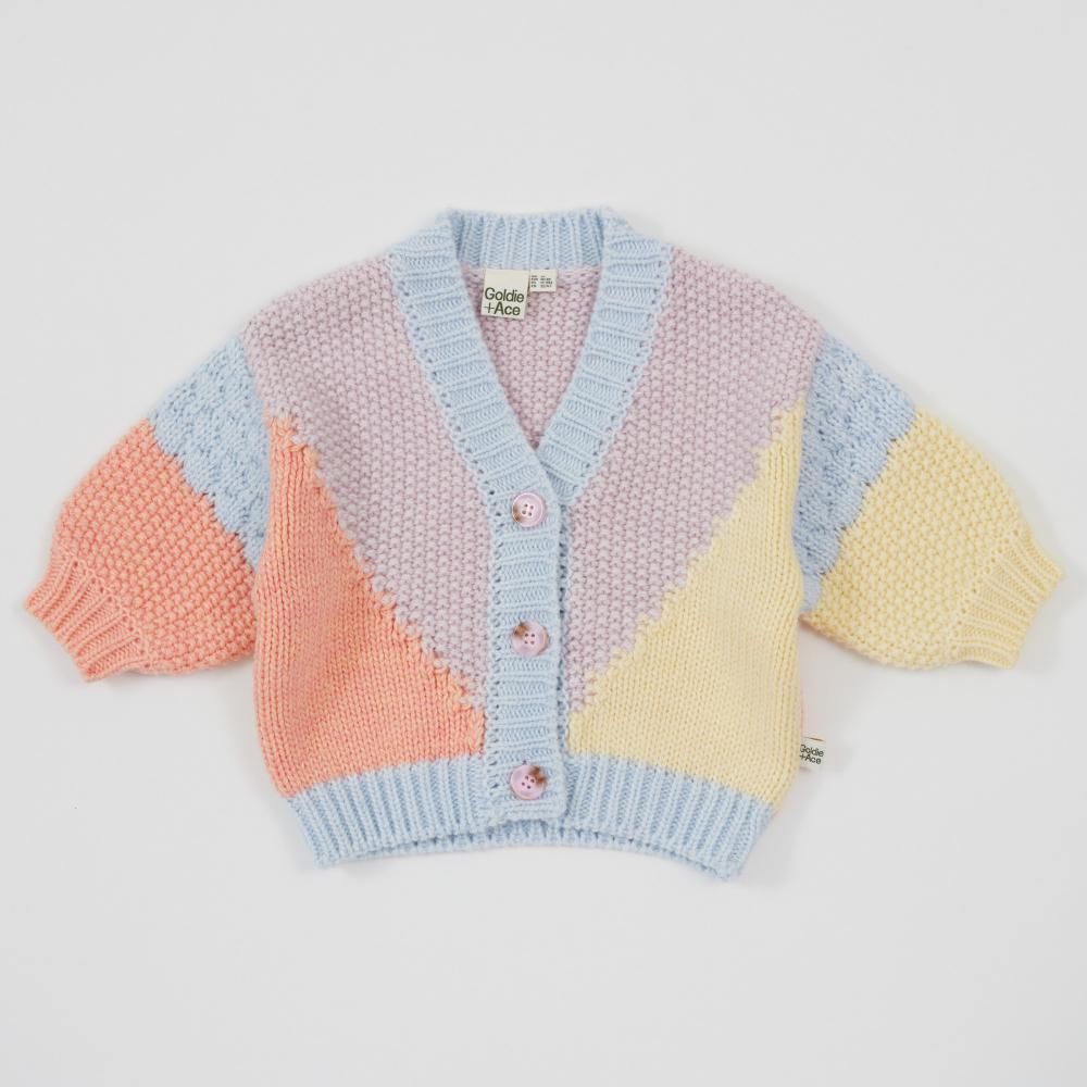 Colour Block Knit Cardigan Blue/Pink