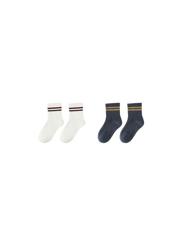 Stripe Socks, 2-pack Ivory, Navy