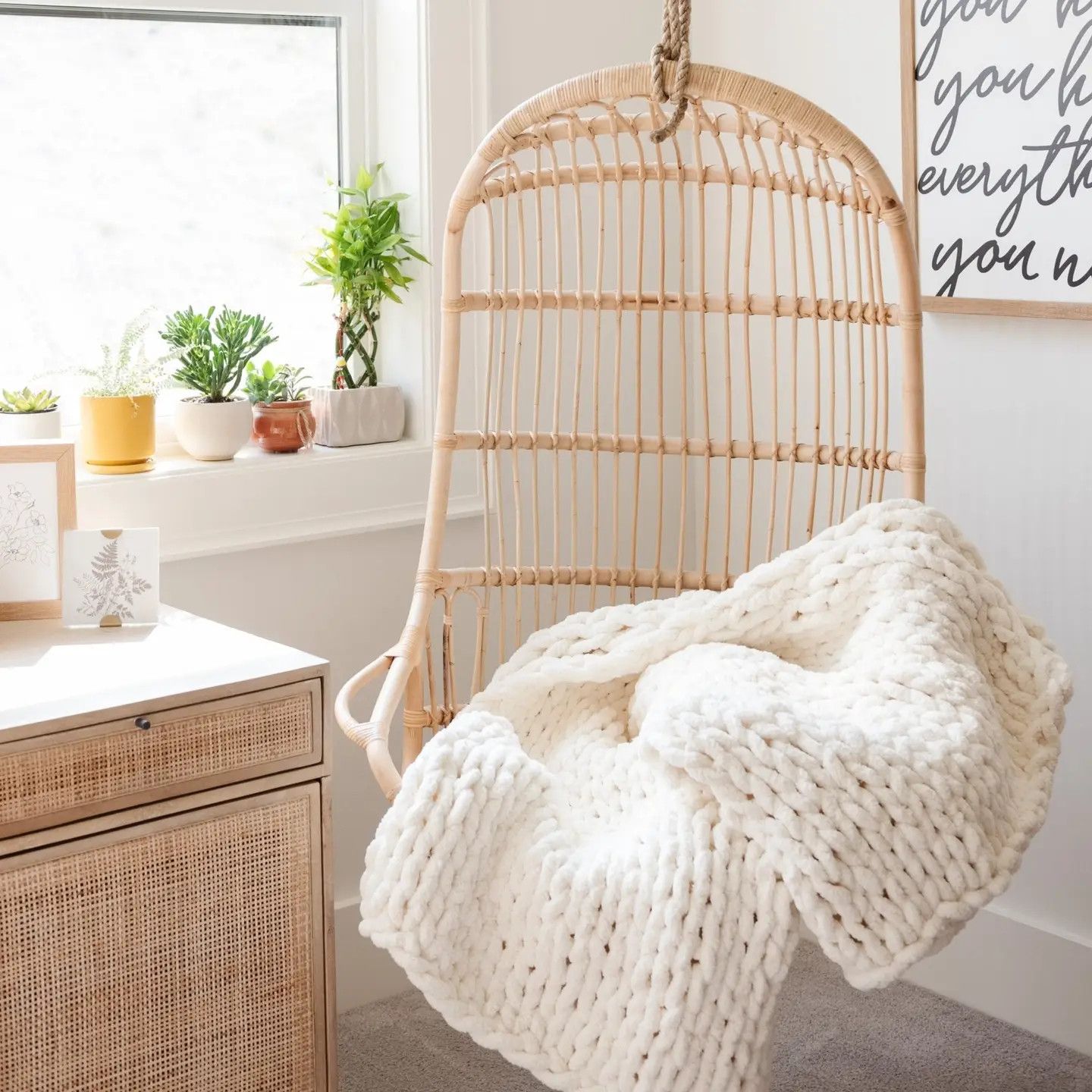 Chunky Knit Large Throw Blankets Coconut Milk