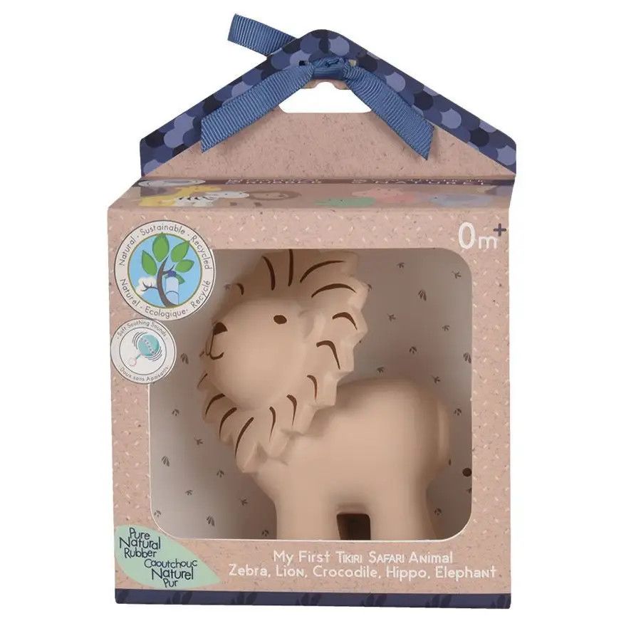 Lion Organic Rubber Rattle, Teether &amp; Bath Toy