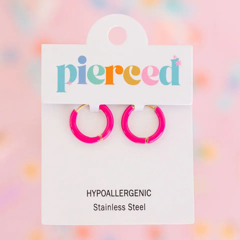 Hot Pink Huggies Hoop Earrings