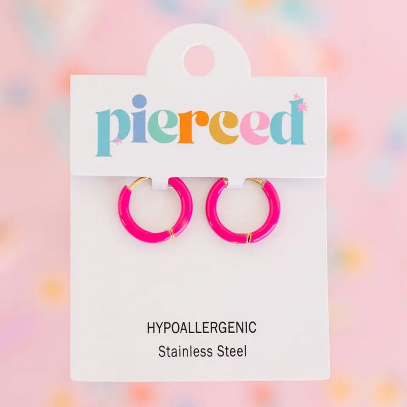 Hot Pink Huggies Hoop Earrings
