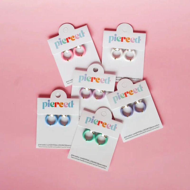 Blue Huggies Hoop Earrings