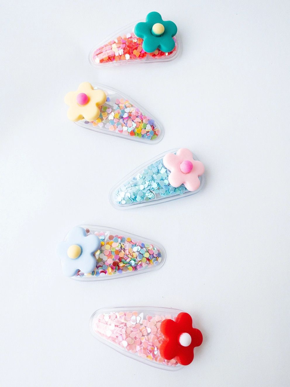 Flower Confetti Shaker Hair Clips - 5 Pack