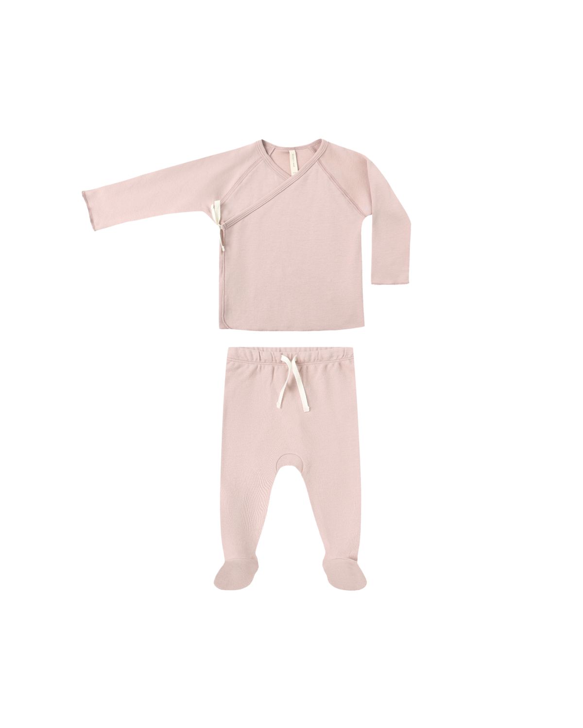 Wrap Top + Footed Pant Set Rose