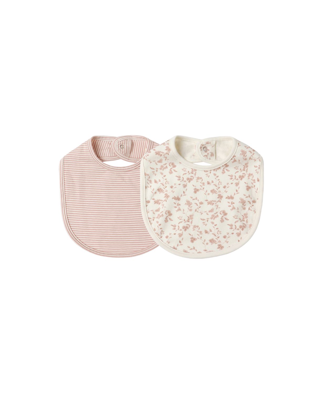 Jersey Snap Bib, 2 Pack French Garden, Rose Micro Stripe