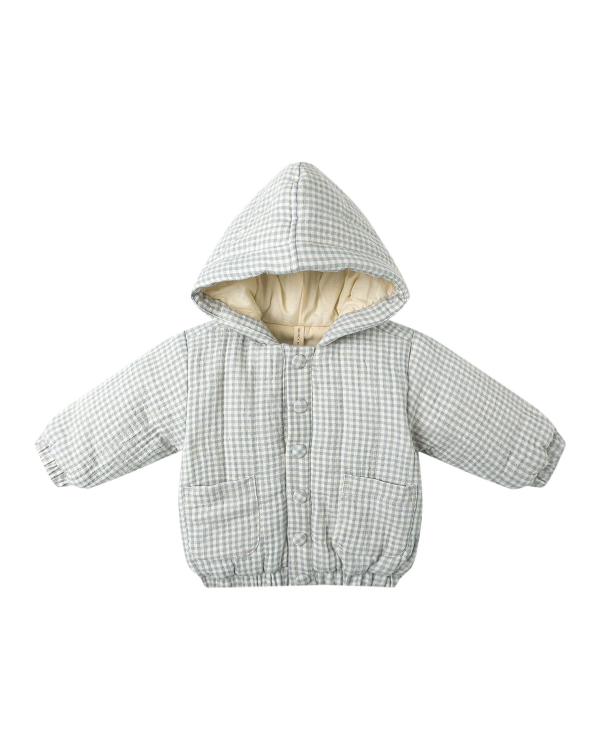 Hooded Woven Jacket Blue Gingham