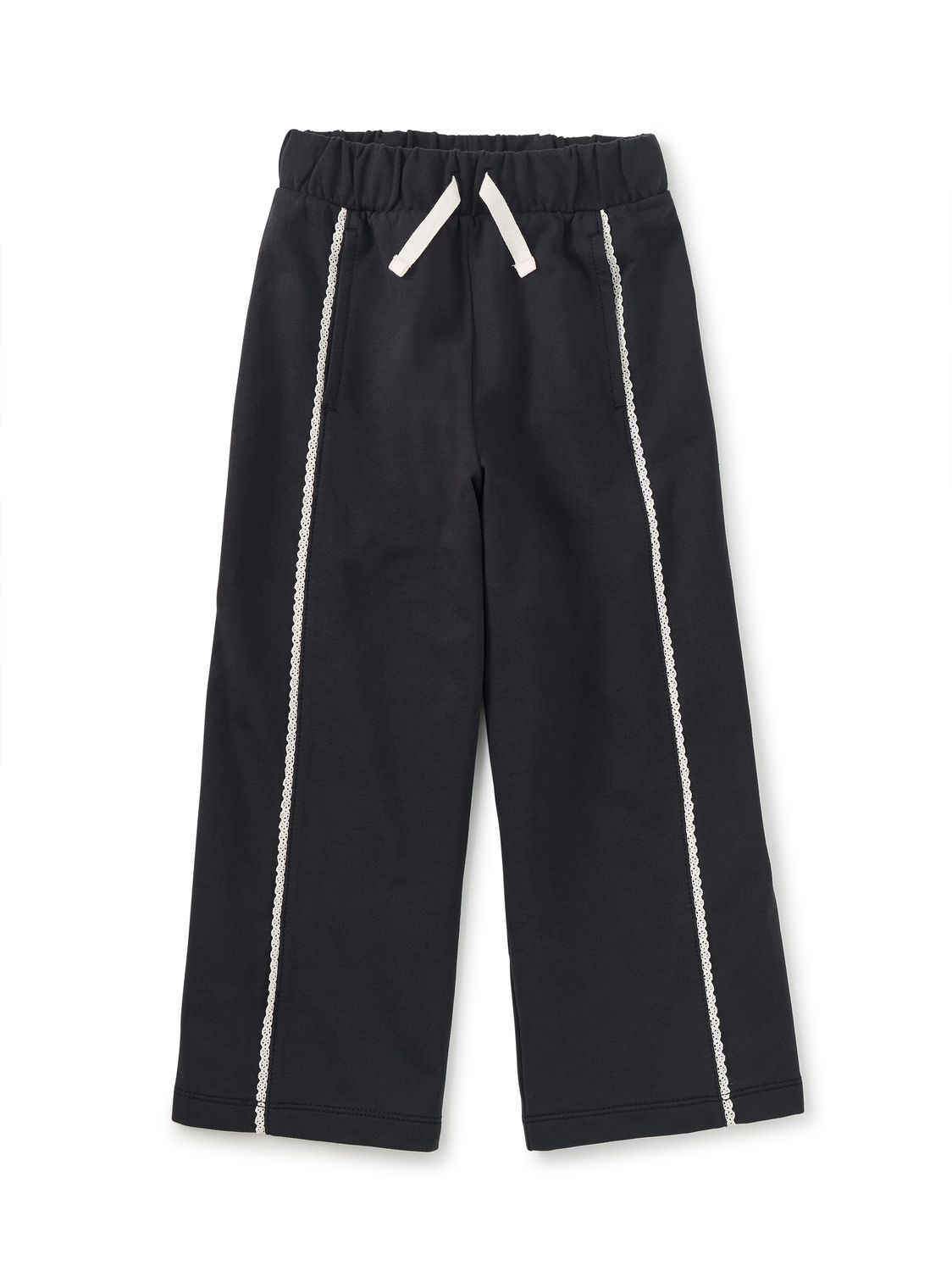 Lace Trim Track Pants Jet Black