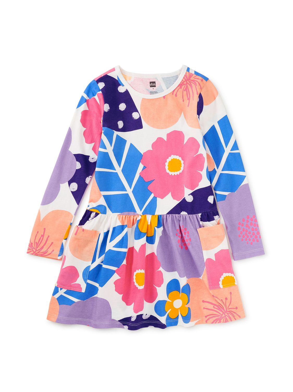 Long Sleeve Pocket Dress Oversized Cherry Blossoms