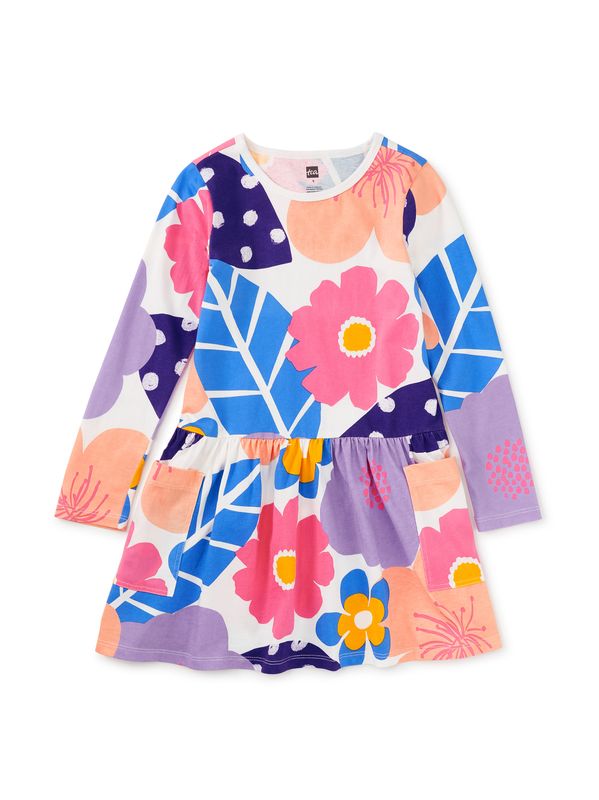 Long Sleeve Pocket Dress Oversized Cherry Blossoms