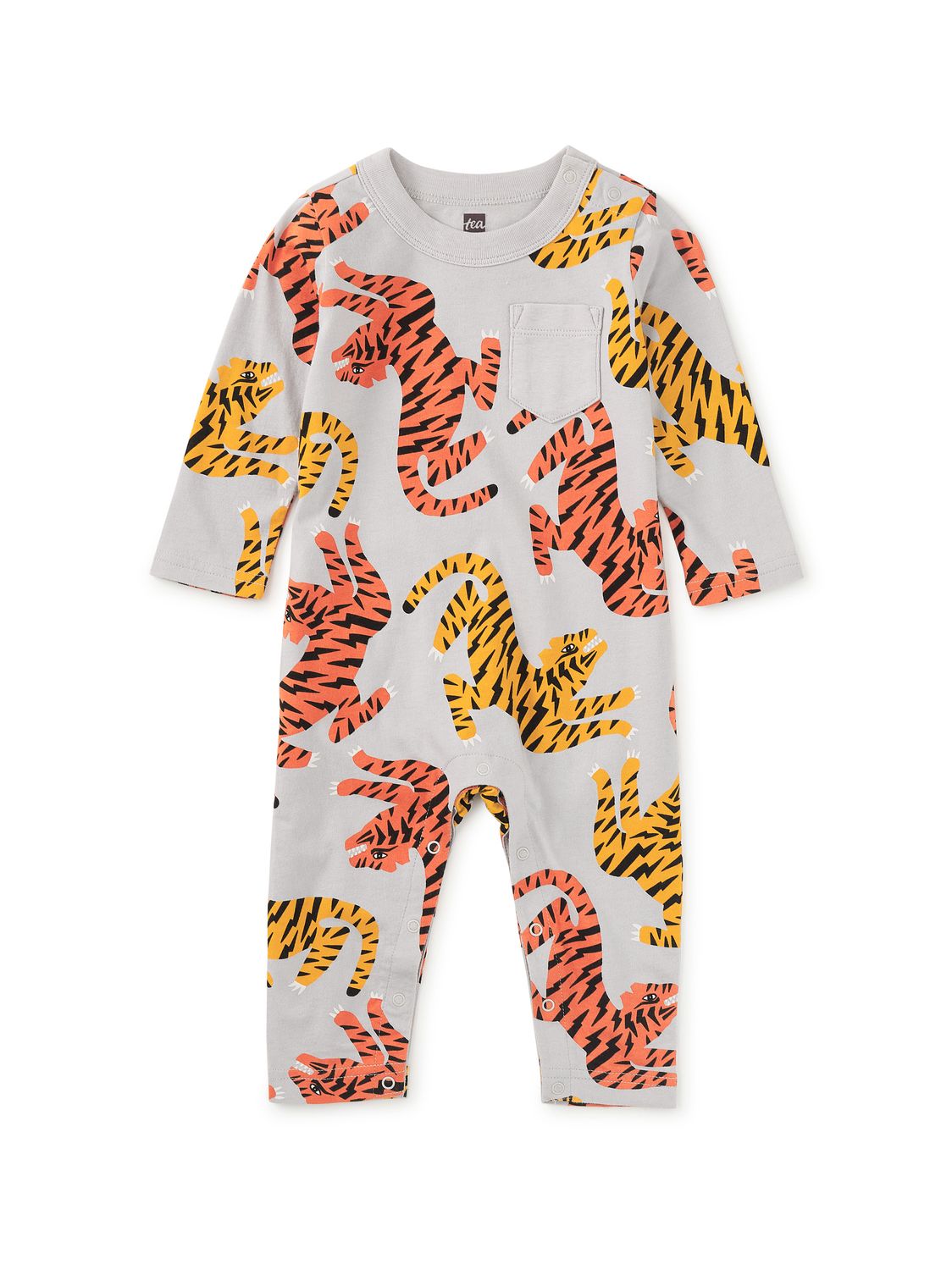 Long Sleeve Pocket Baby Romper Lightning Tiger