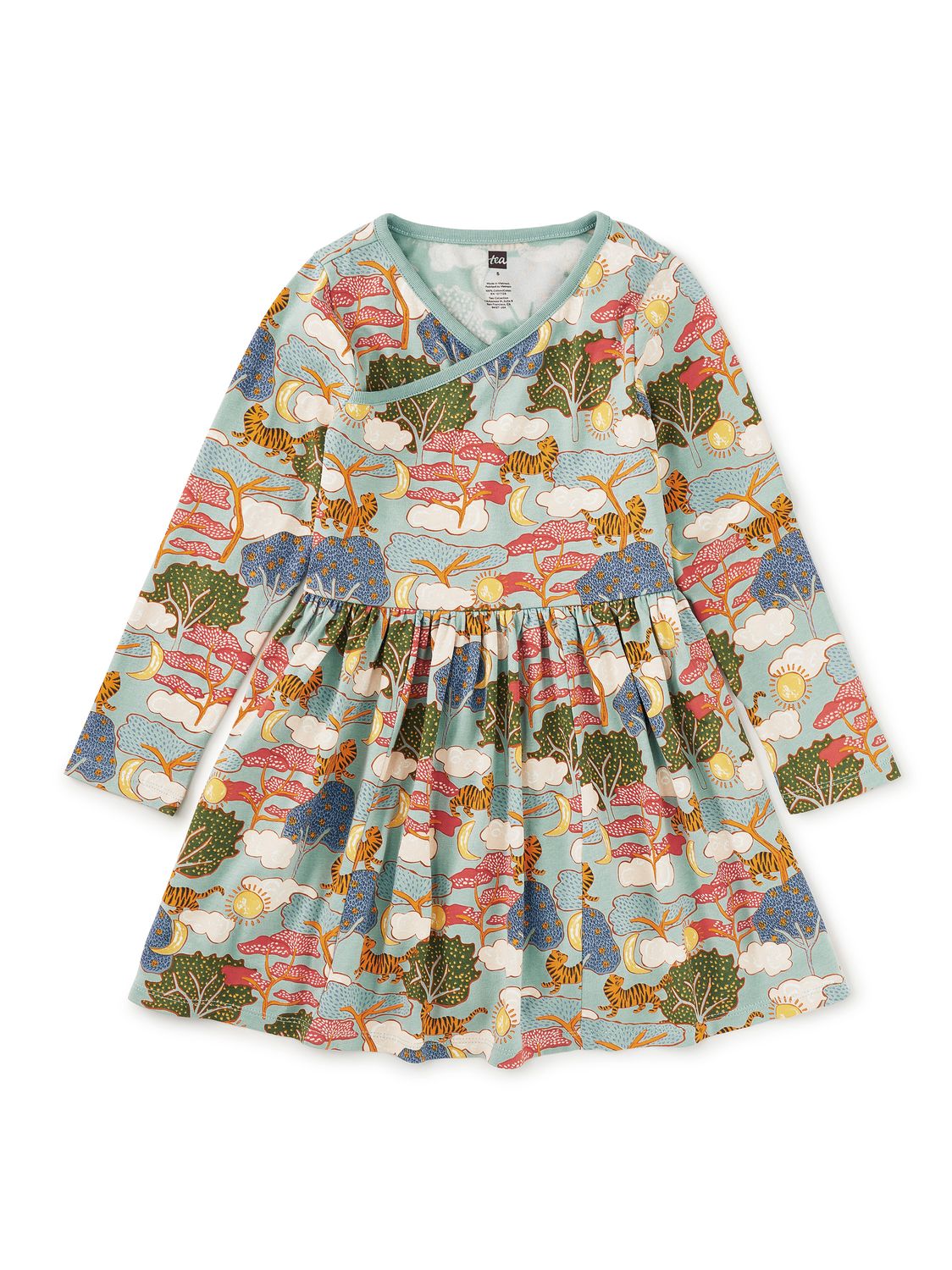 Long Sleeve Wrap Neck Dress Sun &amp; Moon Folktale