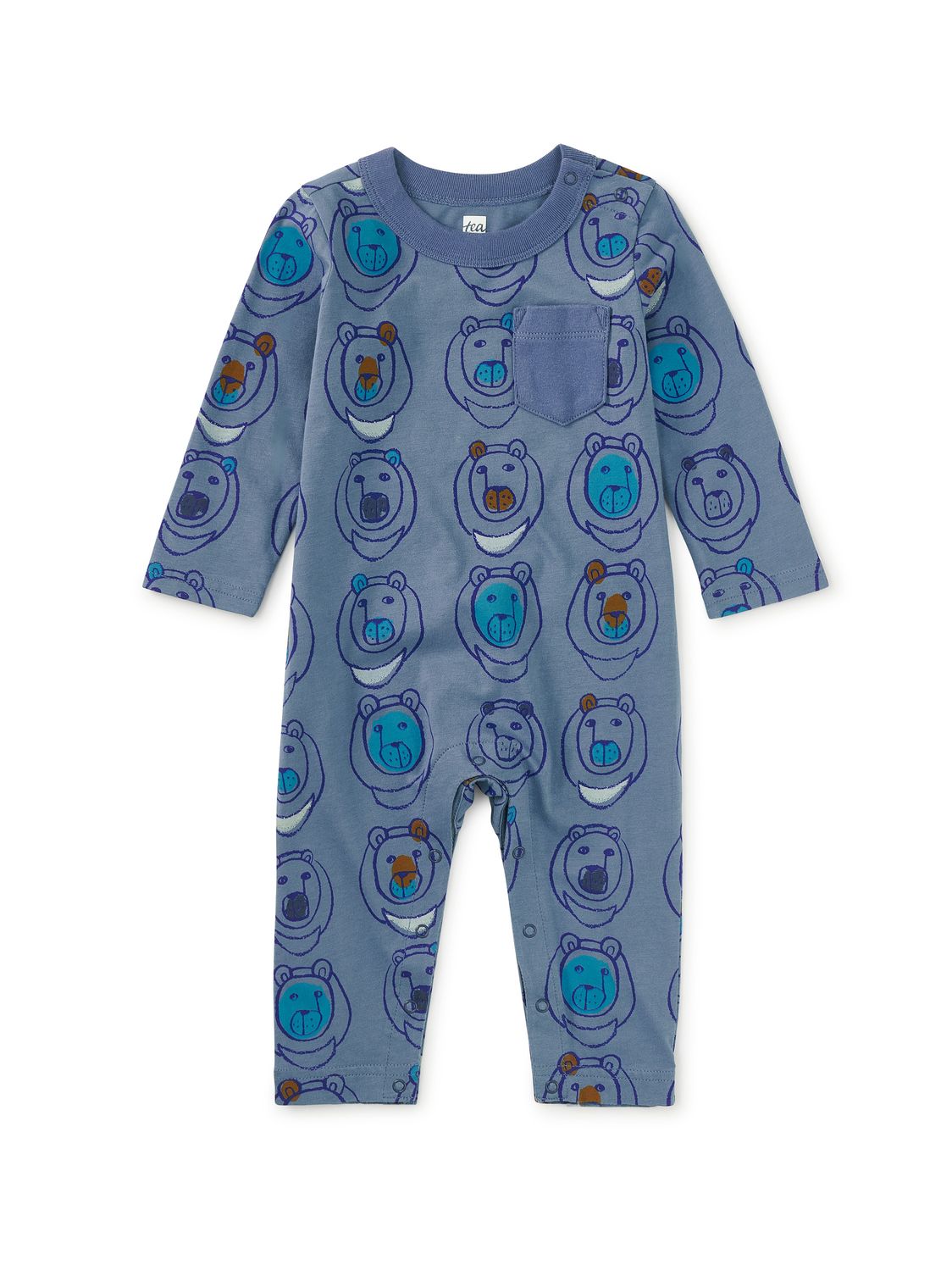 Long Sleeve Pocket Baby Romper Moon Bear
