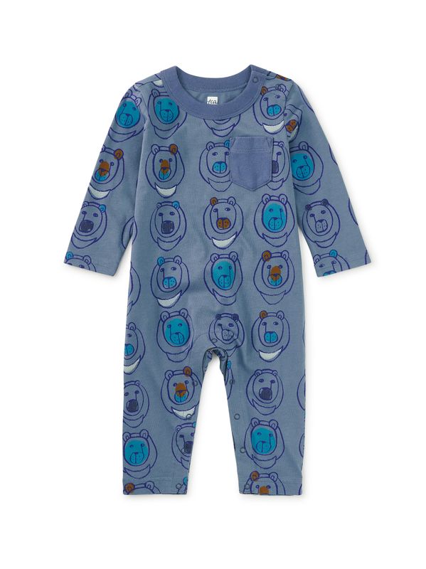 Long Sleeve Pocket Baby Romper Moon Bear