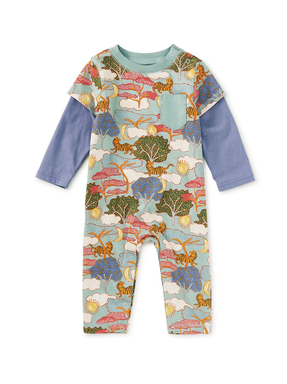 Layered Button-Up Baby Romper Sun &amp; Moon Folktale