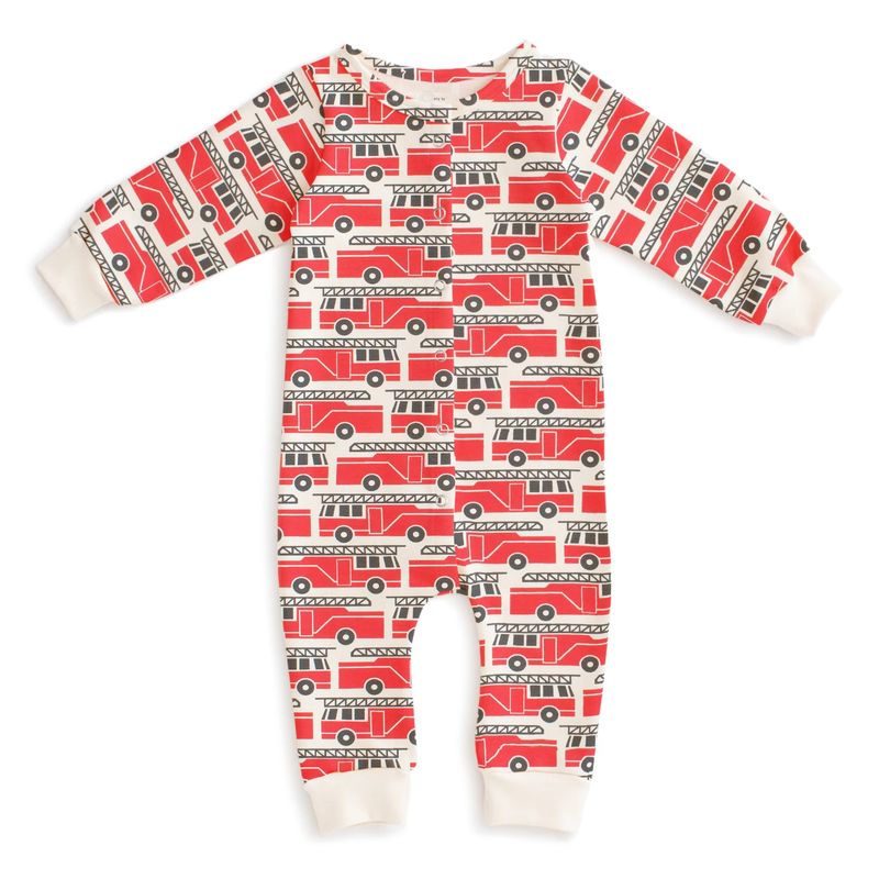 French Terry Jumpsuit Firetrucks Red