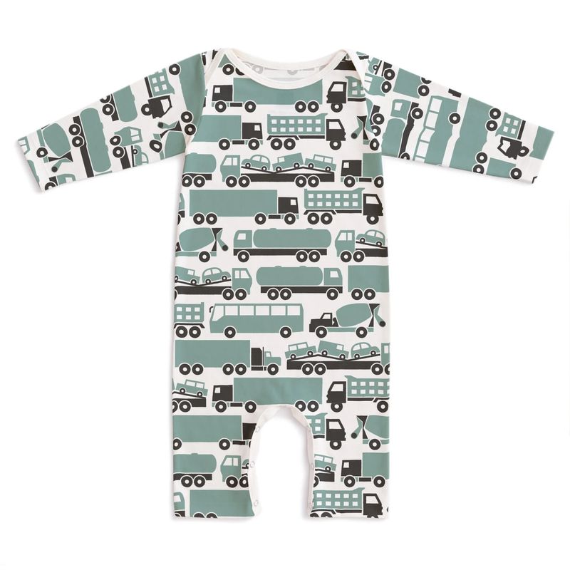 LS Romper Big Rigs Surf Blue
