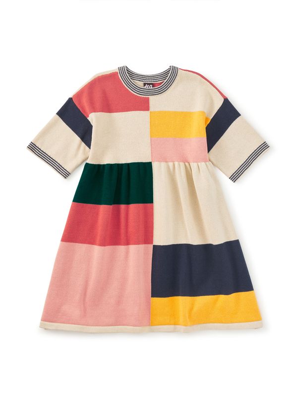 Colorblock Sweater Dress Almond