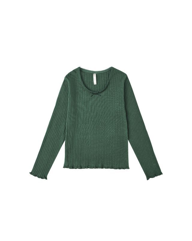Ribbed Long Sleeve Tee Green